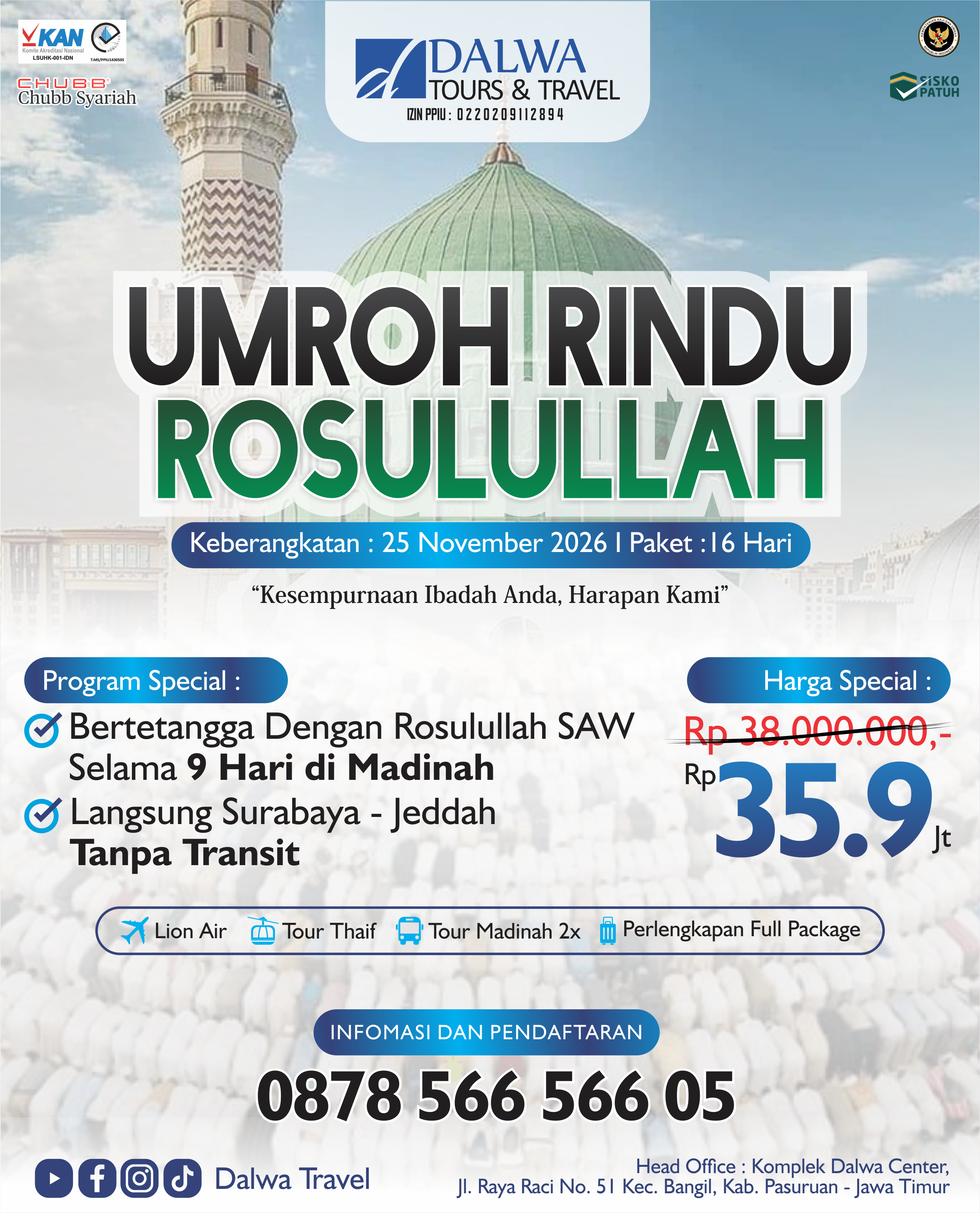 Umroh Rindu Rosulullah SAW 16 Hari